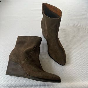 Lucky Brand Brown Suede Wafael Wedge Pointed Toe Boots 8.5